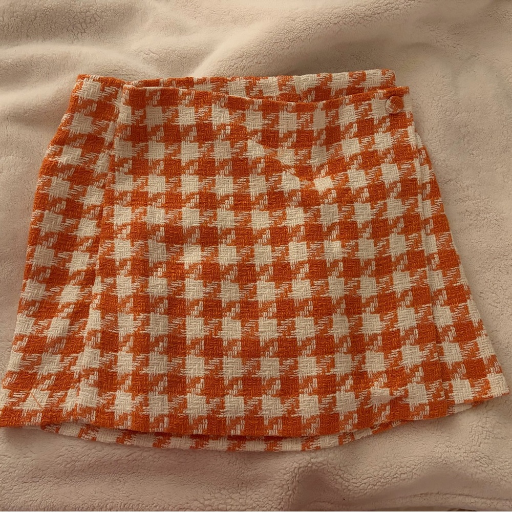 Orange and White Checkered Skirt